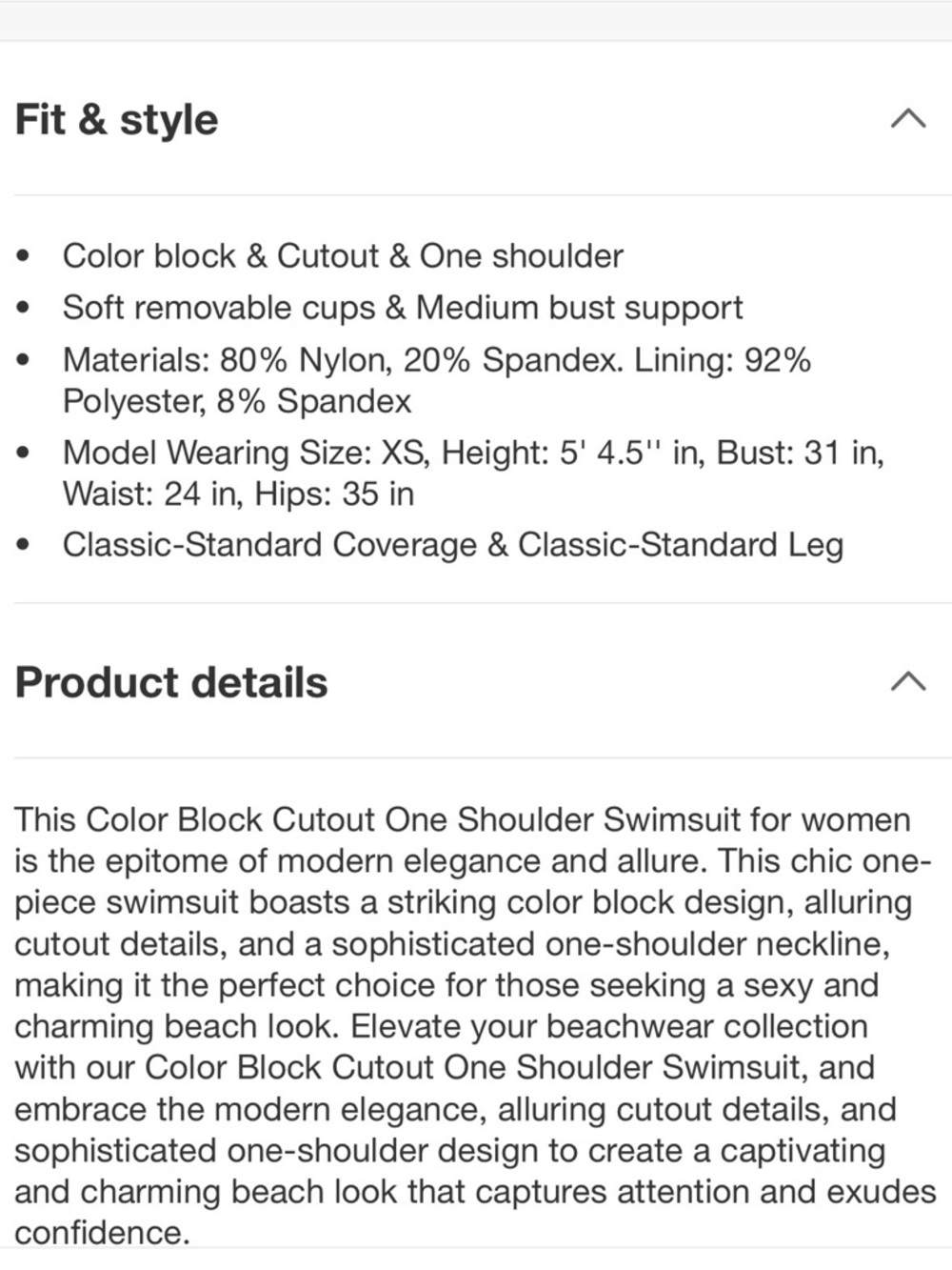 NWT Cupshe Colorblock One-Shoulder Cutout Swimsuit Sz M - Picture 4 of 7